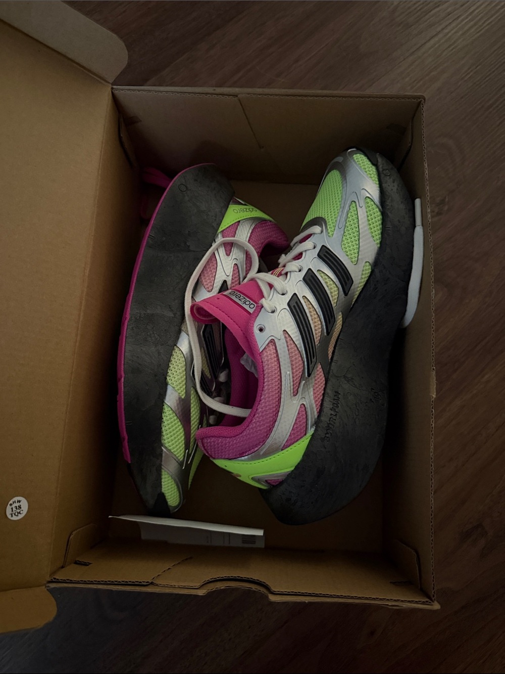adidas Neon Green and Pink Women's Athletic Running Shoes